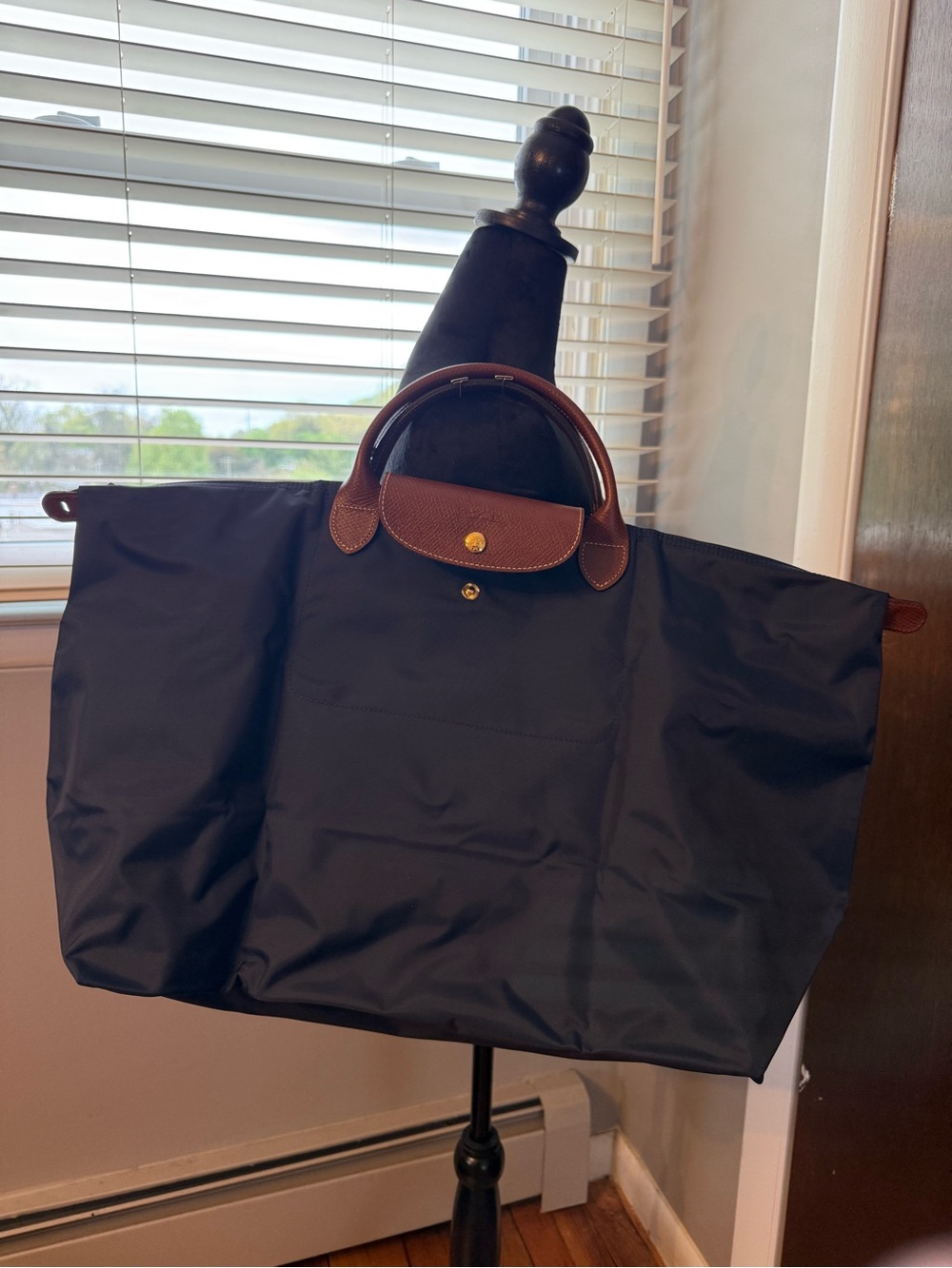 Longchamp Le Pliage “type L” large travel bag in navy blue